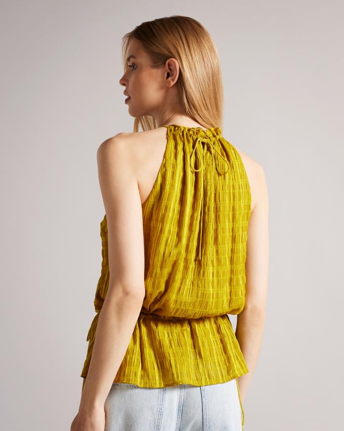 Hauts Ted Baker Drawstring Waist Halter Jaune Femme | KVO-45567980